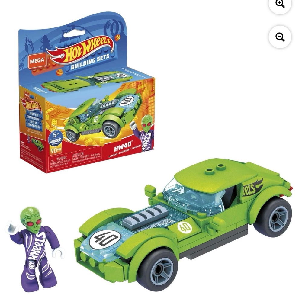 MEGA Hot Wheels Building Toy Kit HW40 Race Car with 1 Figure (91 Pieces)